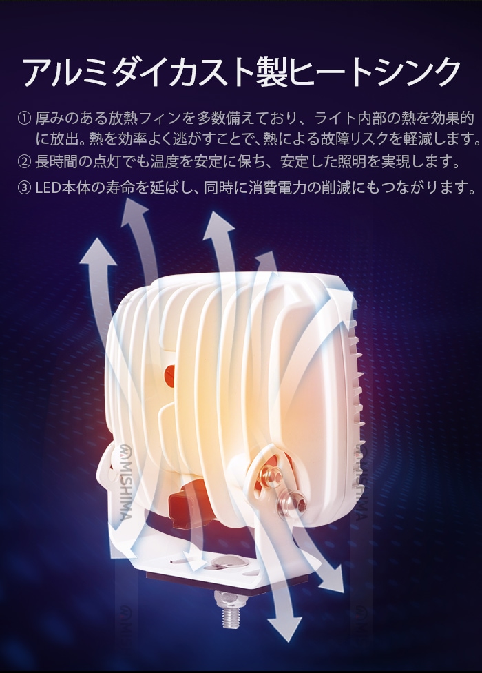 90W LED作業灯 ホワイトボディ 最大9000lm【最大14ヵ月保証】msm8290W 広角拡散光 12V/24V対応 船舶デッキライト・サーチライト用 ワークライト 白ボディー