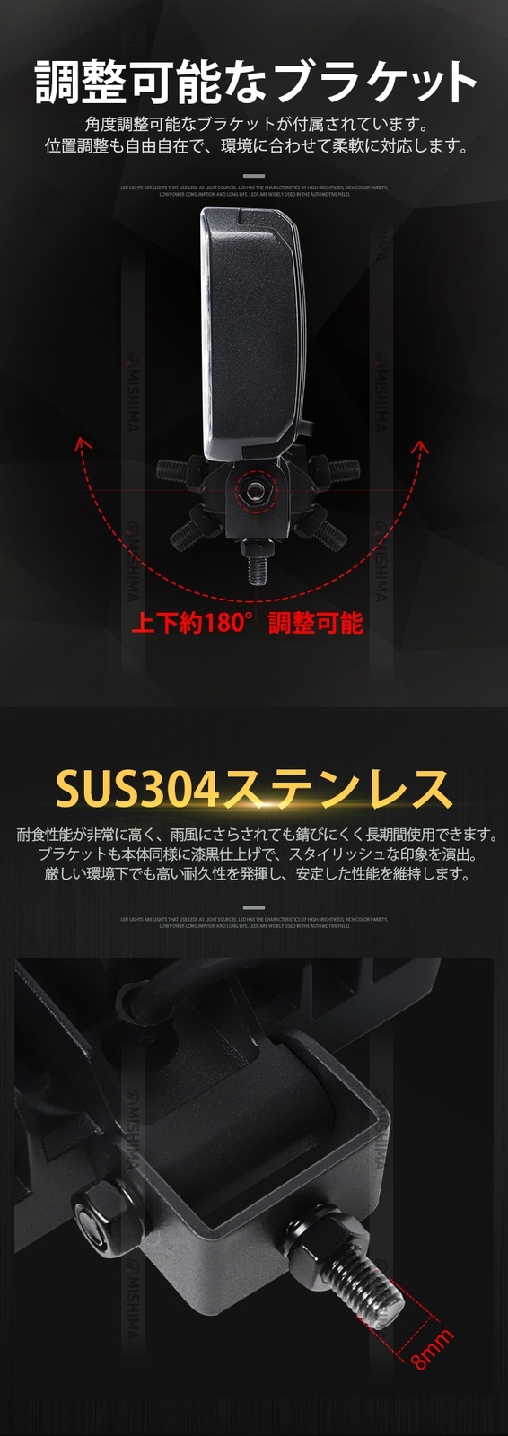 led作業灯ワークライト【3台セット・オールブラック仕様】LED作業灯