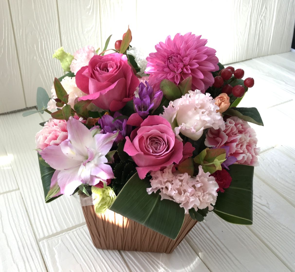 ピンク系の可愛いアレンジメント　