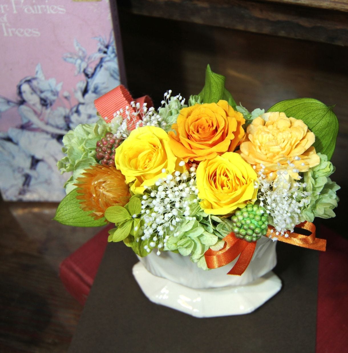 プリザーブドフラワー　ロレイン（イエロー・オレンジ系）