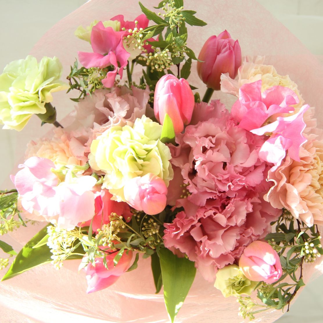 チューリップとスイートピーのブーケ