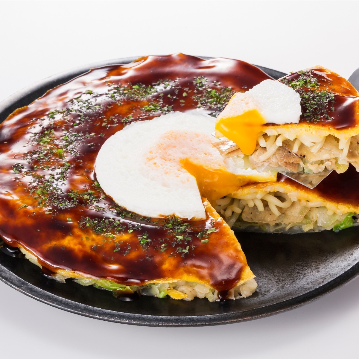 みっちゃん総本店　月見お好み焼き