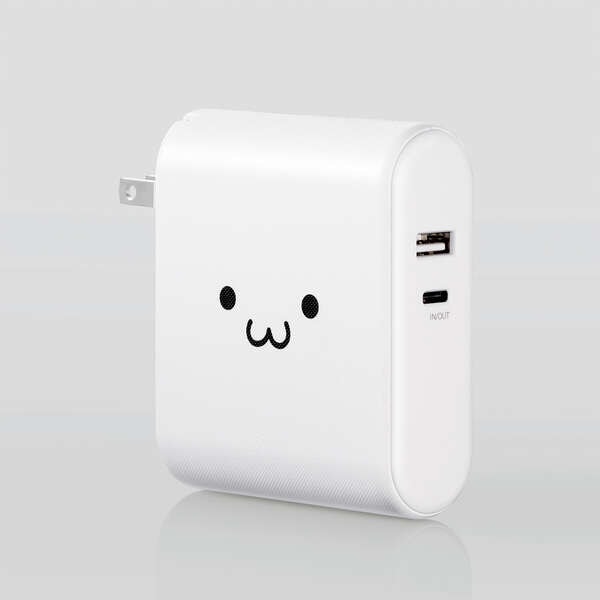 モバイルバッテリー／リチウムイオン電池／ＡＣ一体型／１００００ｍＡｈ／３Ａ／Ｔｙｐｅ－Ｃ入出力１ポート／ＵＳＢ－Ａ出力１ポート／ＰＳＥ適合／ホワイトフェイス