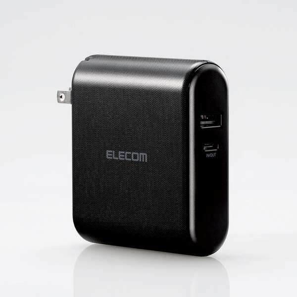 モバイルバッテリー／リチウムイオン電池／ＡＣ一体型／１００００ｍＡｈ／３Ａ／Ｔｙｐｅ－Ｃ入出力１ポート／ＵＳＢ－Ａ出力１ポート／ＰＳＥ適合／ブラック