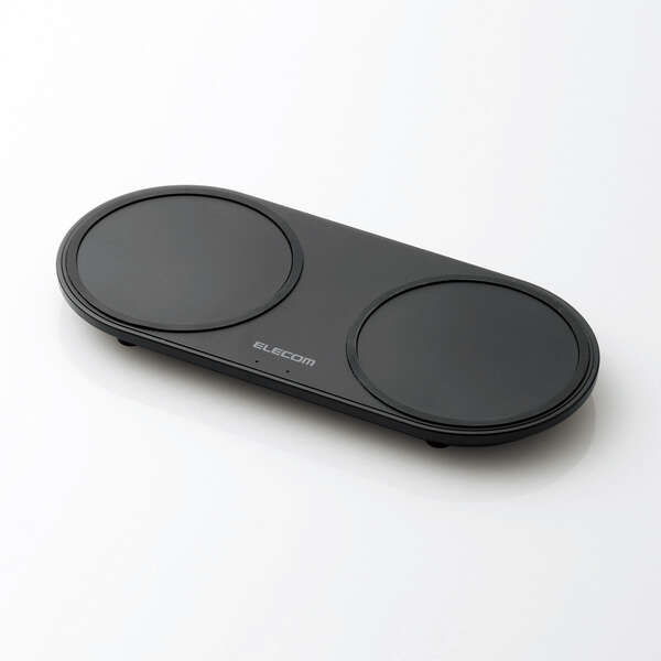 Ｑｉ規格対応ワイヤレス充電器／５Ｗ／１０Ｗ／２台同時充電／卓上／ブラック