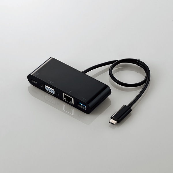 Ｔｙｐｅ－Ｃドッキングステーション／ＰＤ対応／充電用Ｔｙｐｅ－Ｃ１ポート／ＵＳＢ（３．１）１ポート／Ｄ－ｓｕｂ１ポート／ＬＡＮポート／３０ｃｍケーブル／ブラック
