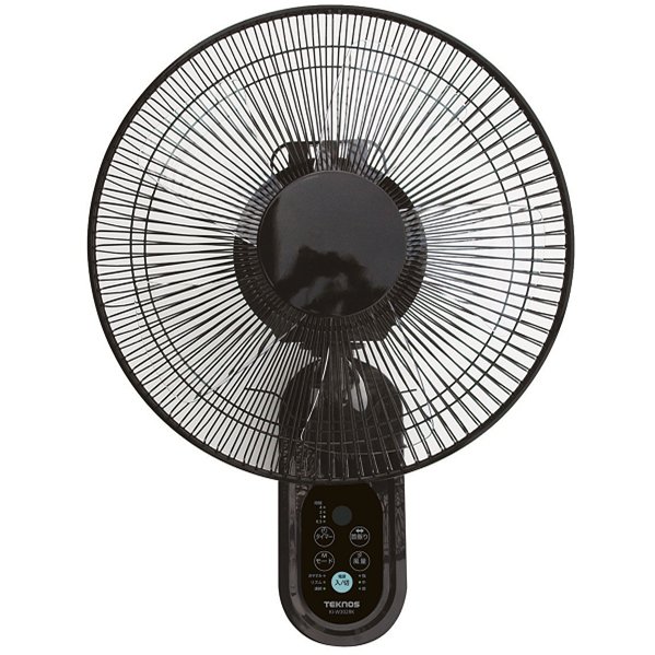 ■TEKNOS（テクノス）30cm壁掛けフルリモコン扇風機［ブラック］KI-W302RK