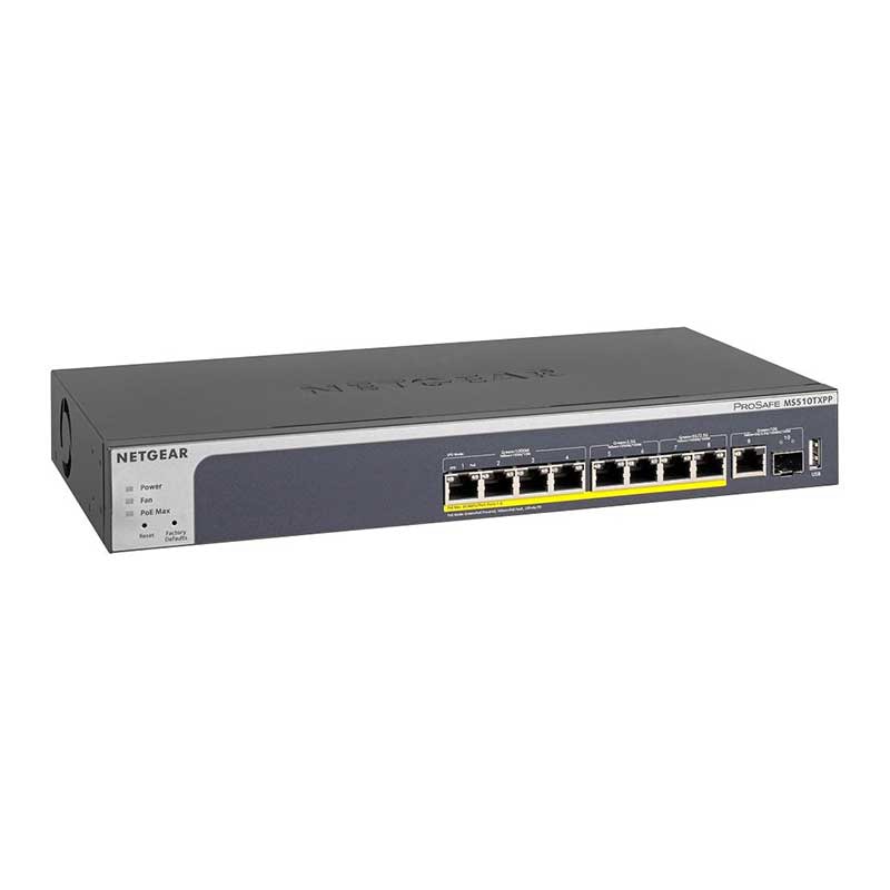 ■NETGEAR(ネットギア)POE+対応 (180W) マルチギガ対応/10Gアップリンク 10ポートスマートスイッチ MS510TXPP-100AJS
