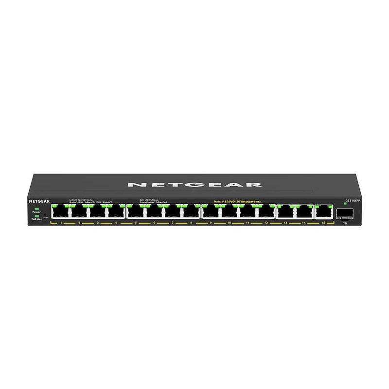 ■NETGEAR(ネットギア)PoE+対応 (231W)ギガビット15ポートSFP 1スロット アンマネージプラススイッチ GS316EPP-100JPS