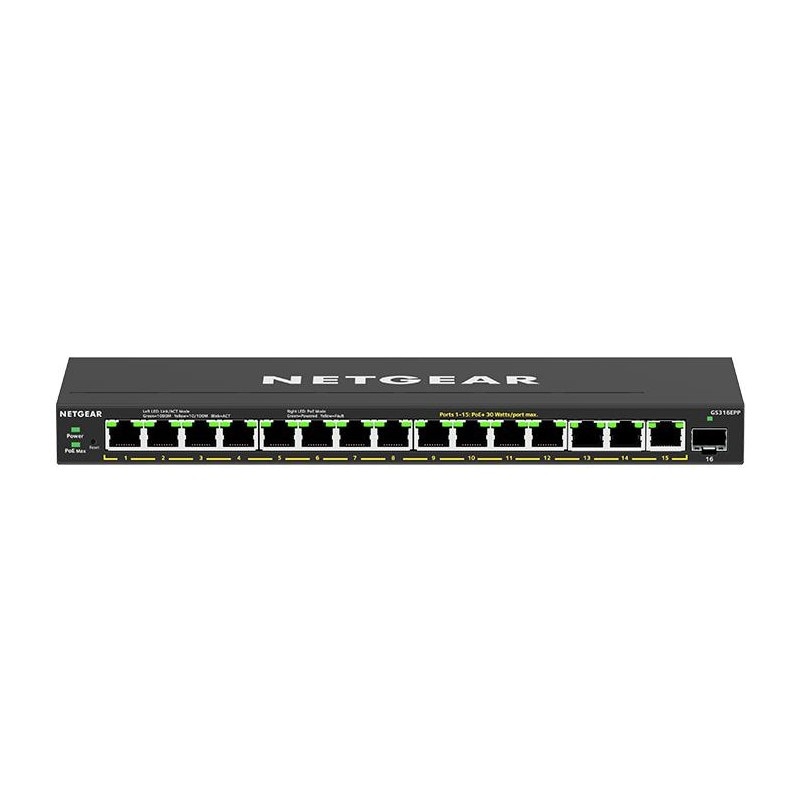 ■NETGEAR（ネットギア）PoE+対応 (231W)ギガビット15ポートSFP １スロット アンマネージプラススイッチ GS316EPP-100JPS