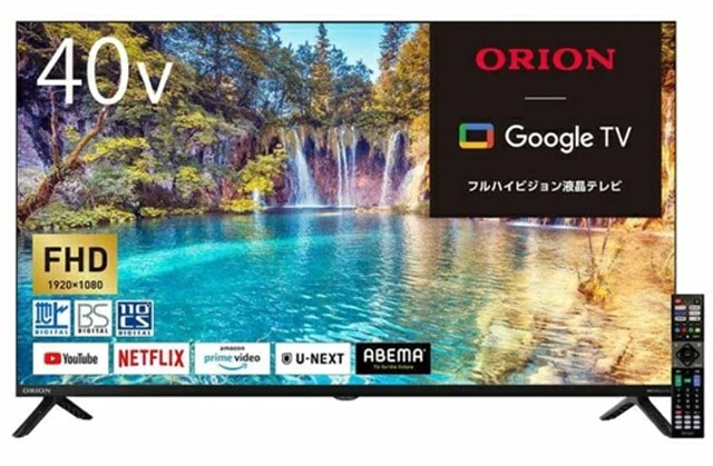 オリオン 40型 GoogleTV 搭載 スマートテレビ液晶テレビ OLS40WD10(別売USB HDD録画対応)地上波 BS CS YouTube Netflix primevideo