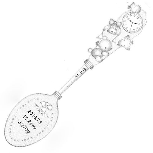 GARRARD 誕生記録 スプーン 鳥モチーフ Birth record 廃番】刻印入りスプーン（バースデーレコードスプーン）・ファミリア