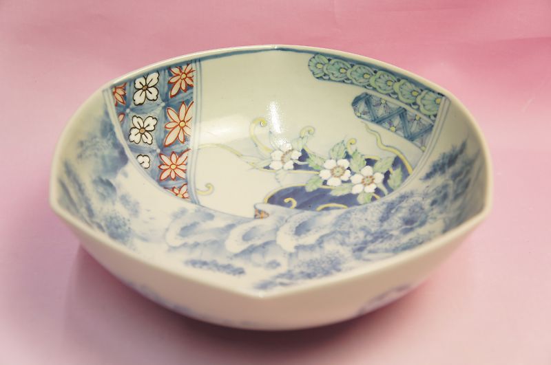 佐藤走破 作 染付 山水文 花瓶 高さ約20cm
