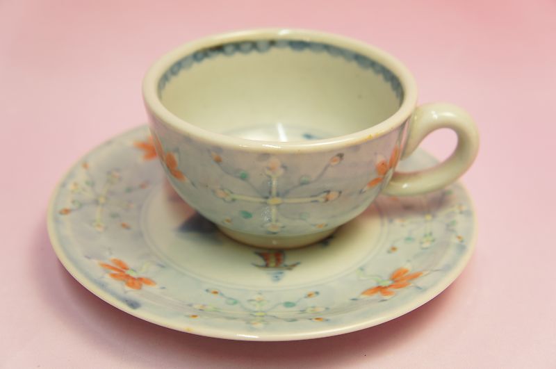 五代 佐藤走波 染錦絵変わり コーヒー碗皿揃 | いっぴん | | 食器の