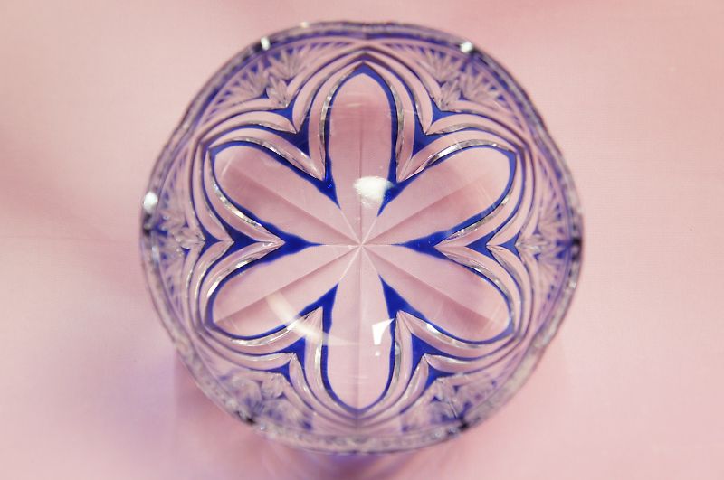 江戸切子 透硝子鉢 (未使用 新品同様) 江戸切子 鉢｜ガラス小鉢｜オンラインショップ｜小鉢 八角籠目 紫