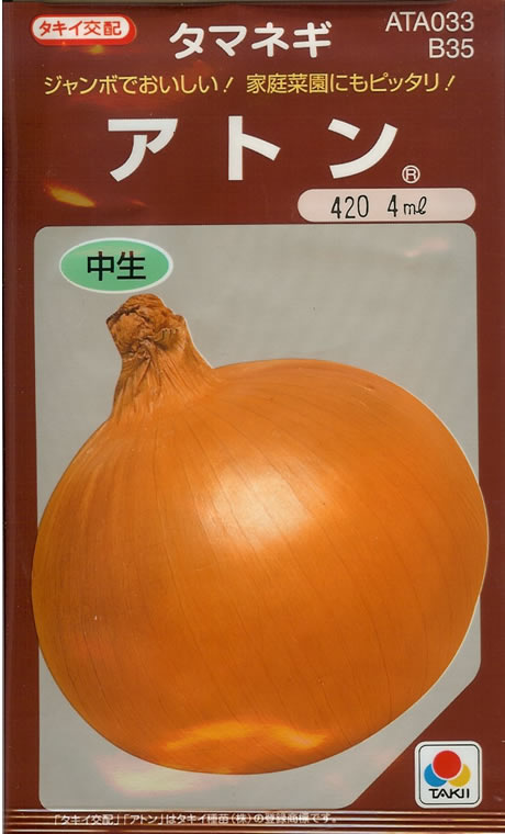 ※8月入荷後発送※タマネギ種　アトン(RF小袋)タキイ