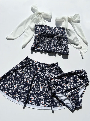 □ホワイト□無地チョーカー風リボンベアトップビキニ/ベアキニ(258042