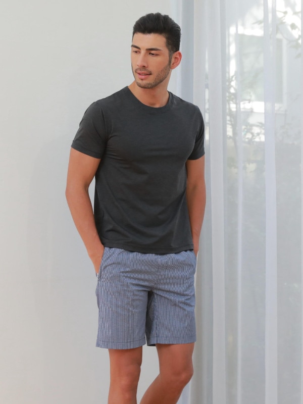 【新作】ピンストライプ柄レギュラー丈メンズサーフパンツ(256306)