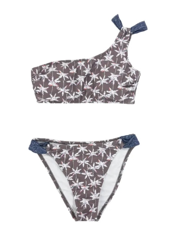 【新作】ヤシ柄×デニムプリントワンショルダービキニ(258040)