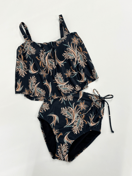 【新作水着】オリエンタルフラワー柄ロングフレアバンドゥビキニ(255006)