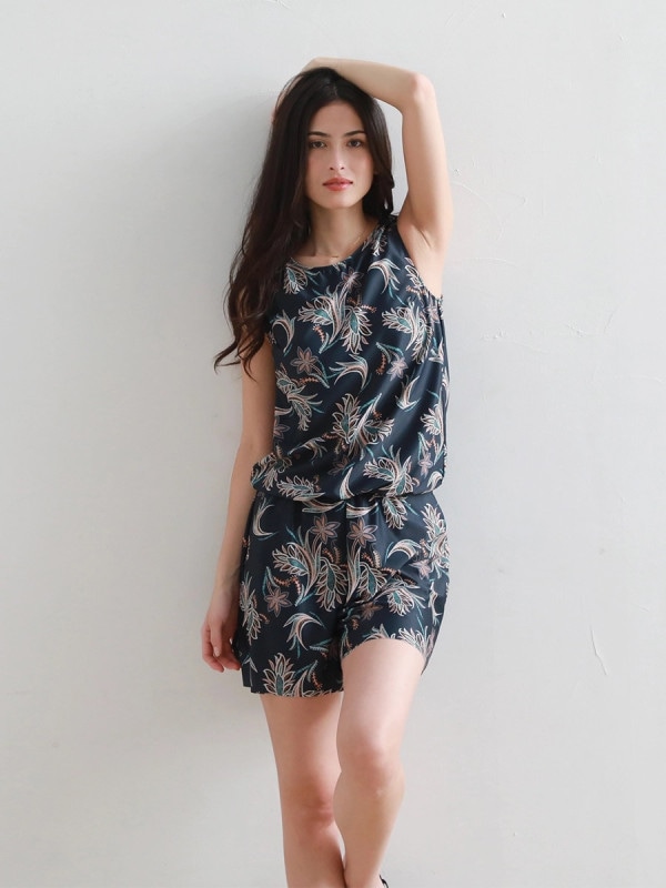 【新作水着】オリエンタルフラワー柄オールインワン水着(255005)