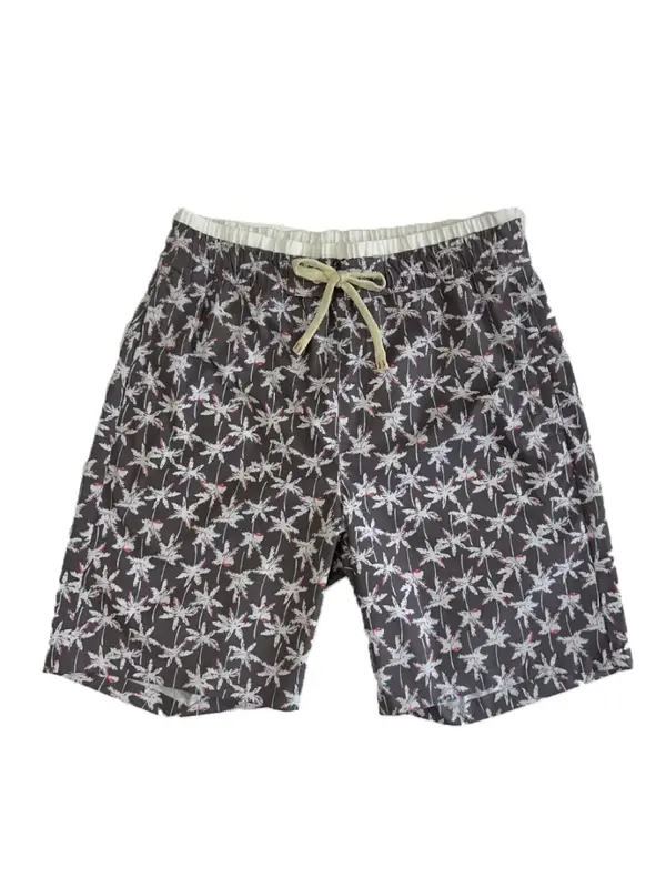 ヤシ柄プリントレギュラー丈メンズサーフパンツ(256311)