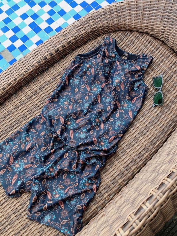 更紗柄タンクオールインワン水着(245011)