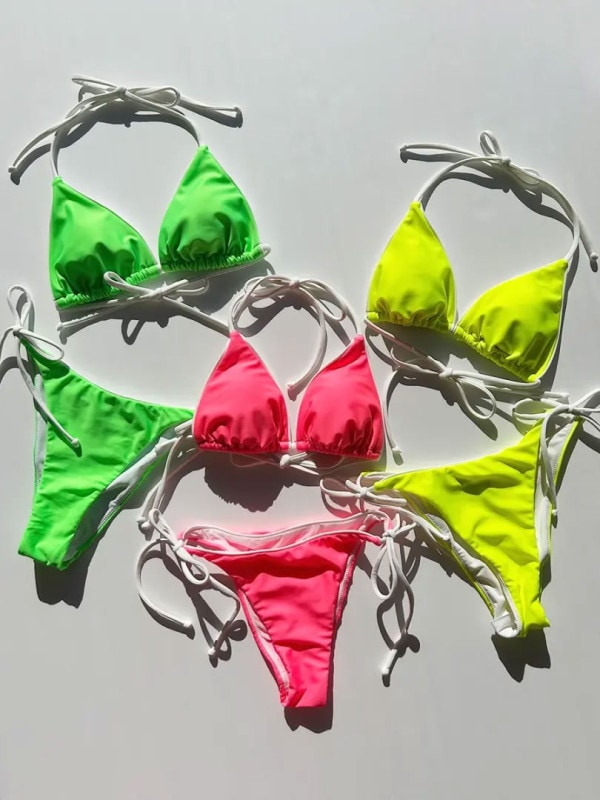 ネオンカラー三角ストリングショーツビキニ(258029)