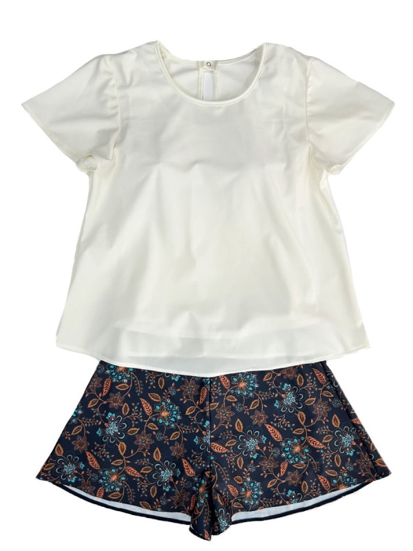 更紗柄Tシャツブラ＆キュロパン水着(245012)