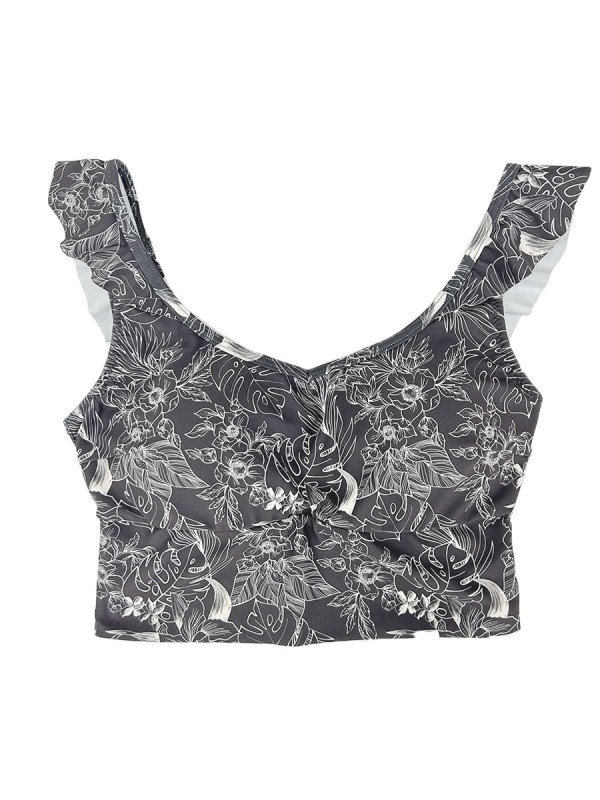 線画フラワーフリルショルダーブラトップス(243031)