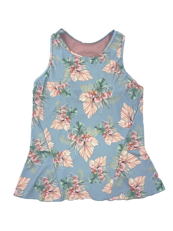 トロピカル柄ペプラムタンクブラトップス(243054)