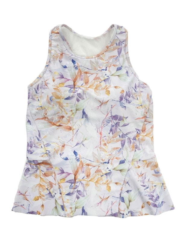 エレガントリーフ柄ペプラムタンクブラトップス(253003)