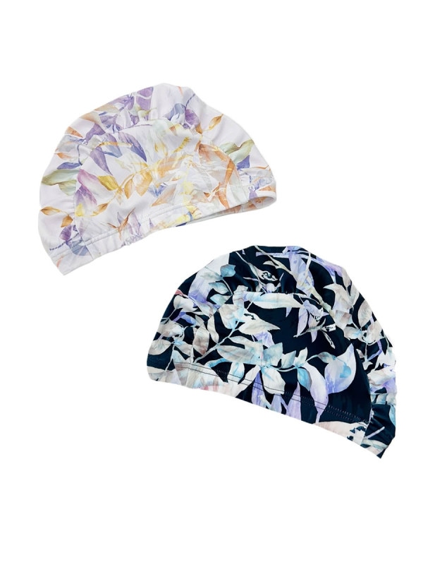 エレガントリーフ柄プレーンスイムキャップ(253142)