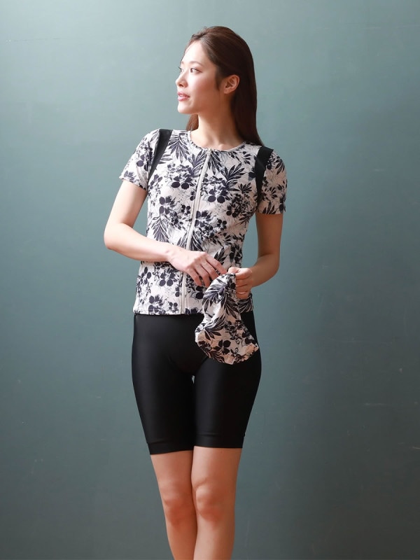 ヴィンテージアロハ柄半袖フィットネス水着(253148)