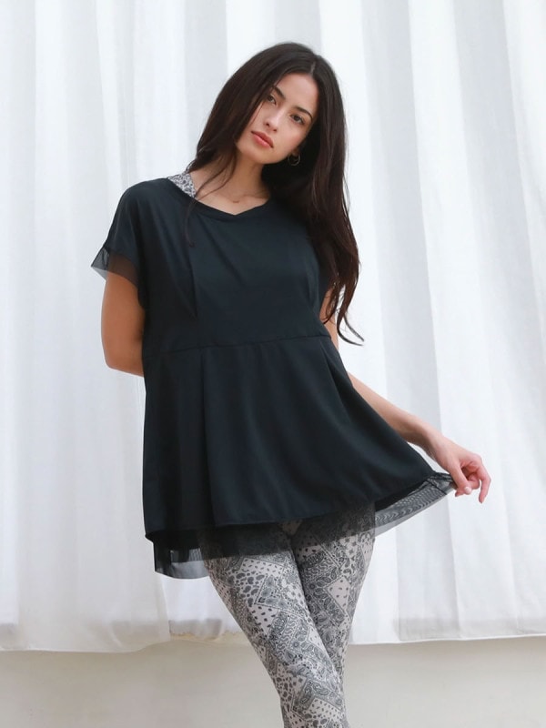 UVカットタック入りメッシュフレアTシャツ(253046)