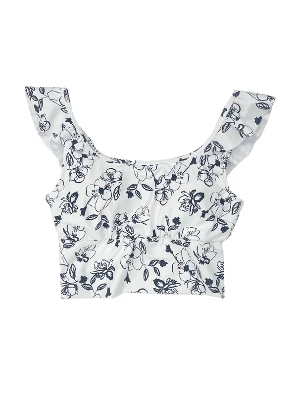 モノクロ線画フラワーフリルショルダーブラ(253053)