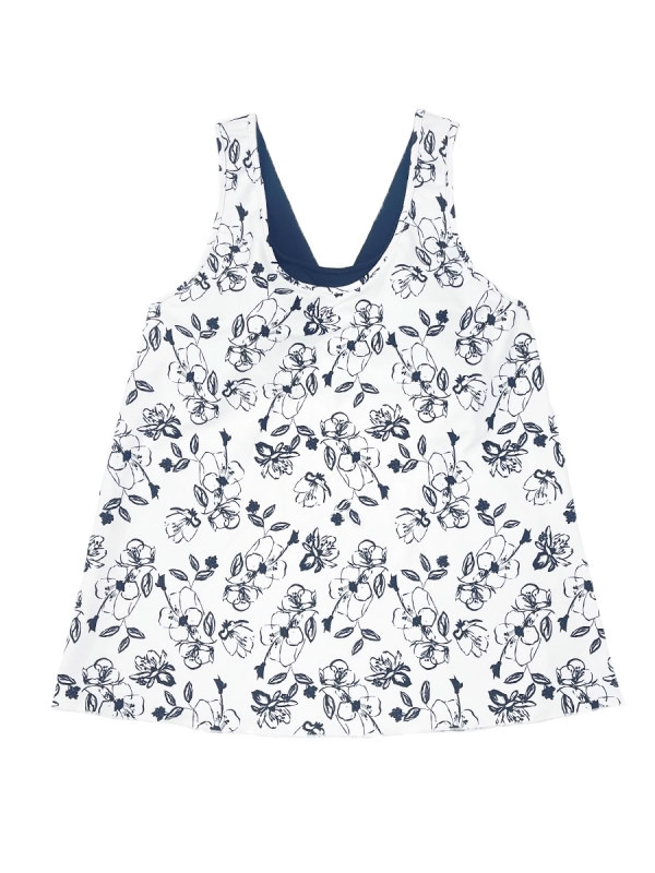 モノクロ線画フラワーレイヤードタンクブラトップス(253054)