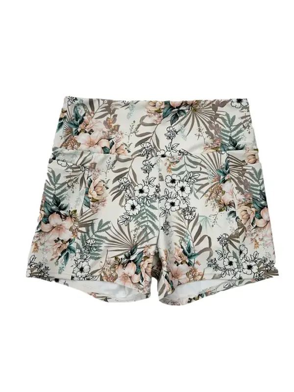 ハイビスカス柄バイカー丈/ショートレギンス(253079)