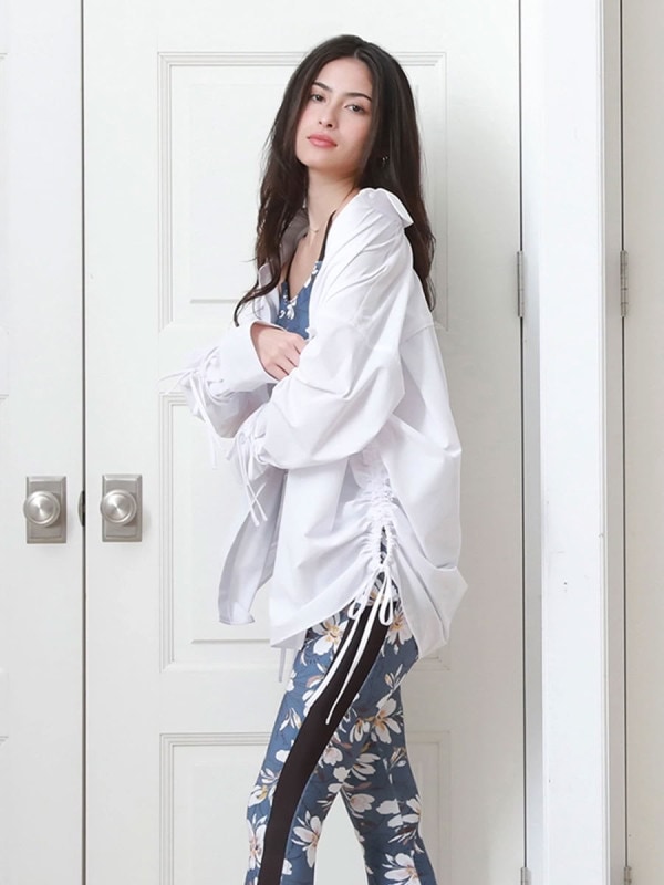 UVカットロング丈リボンシャツ/トップス(263017)