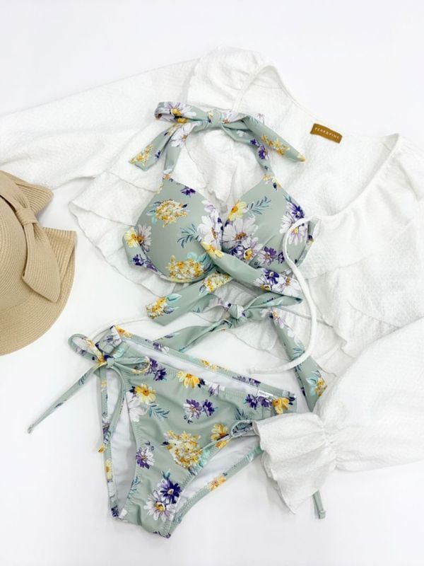 【新作水着】ペールフラワークロッシーワイヤービキニ(268037)