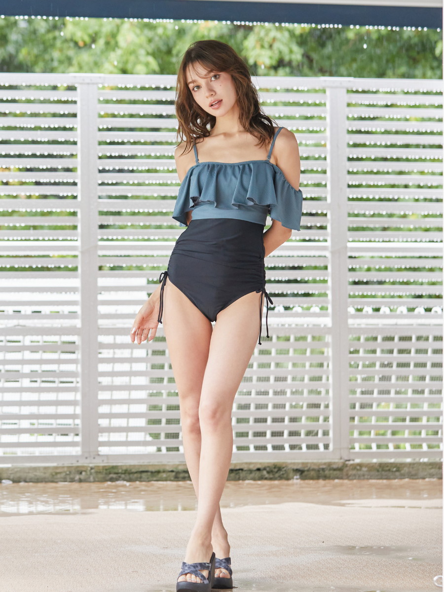 新作水着】無地オフショルダーワンピ見えビキニ(238005)｜MIULAN TOKYO