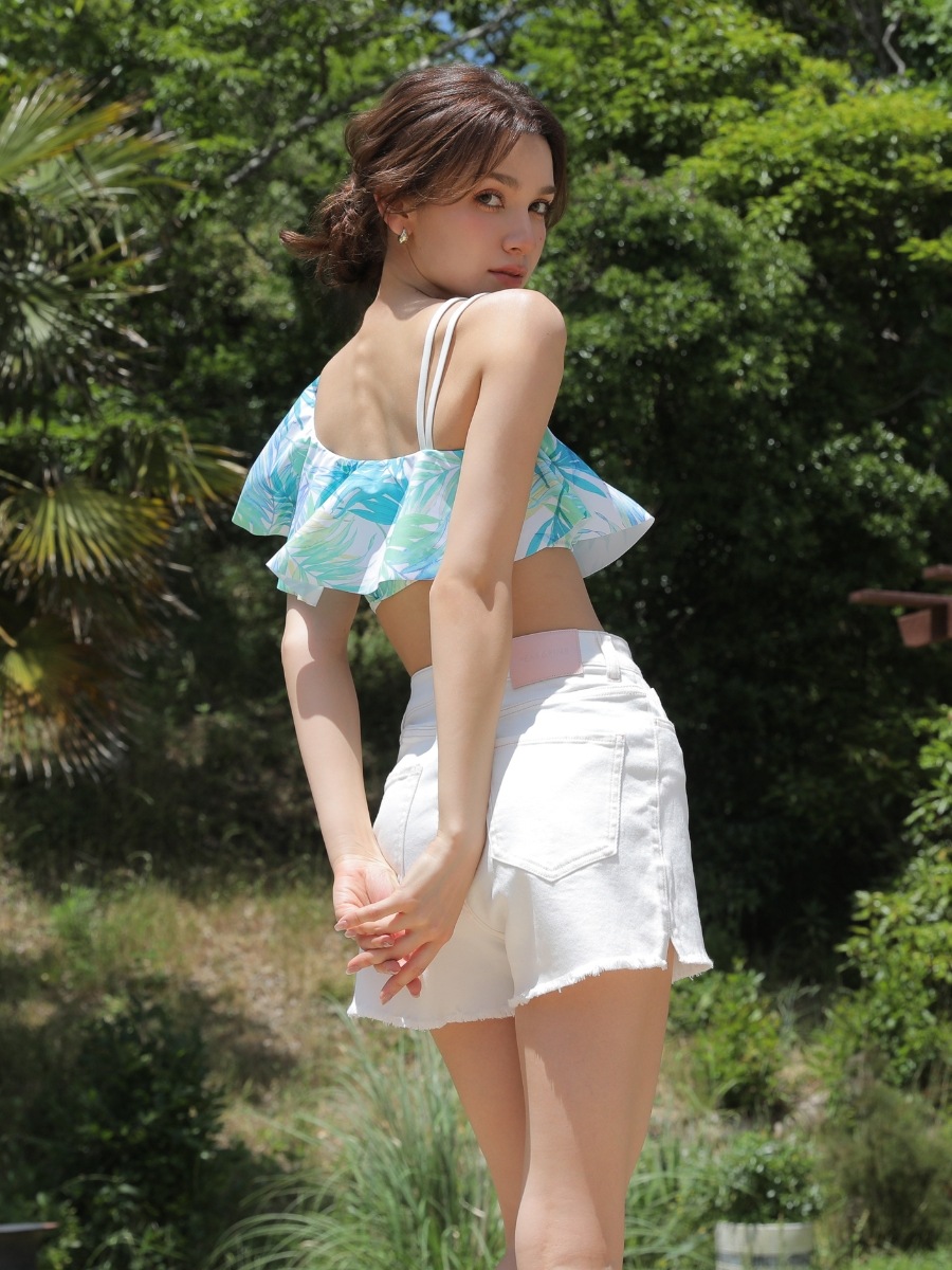 新作水着】サマーリーフ柄ショルダーコンシャスビキニ(268040)｜MIULAN