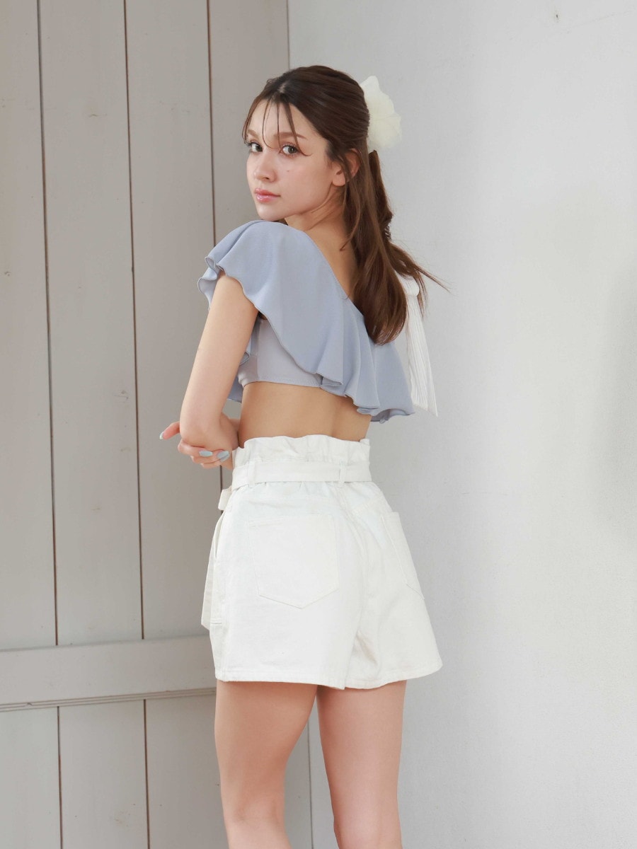 新作】無地リブ素材フレアワンショルダービキニ☆ピンク☆(258026