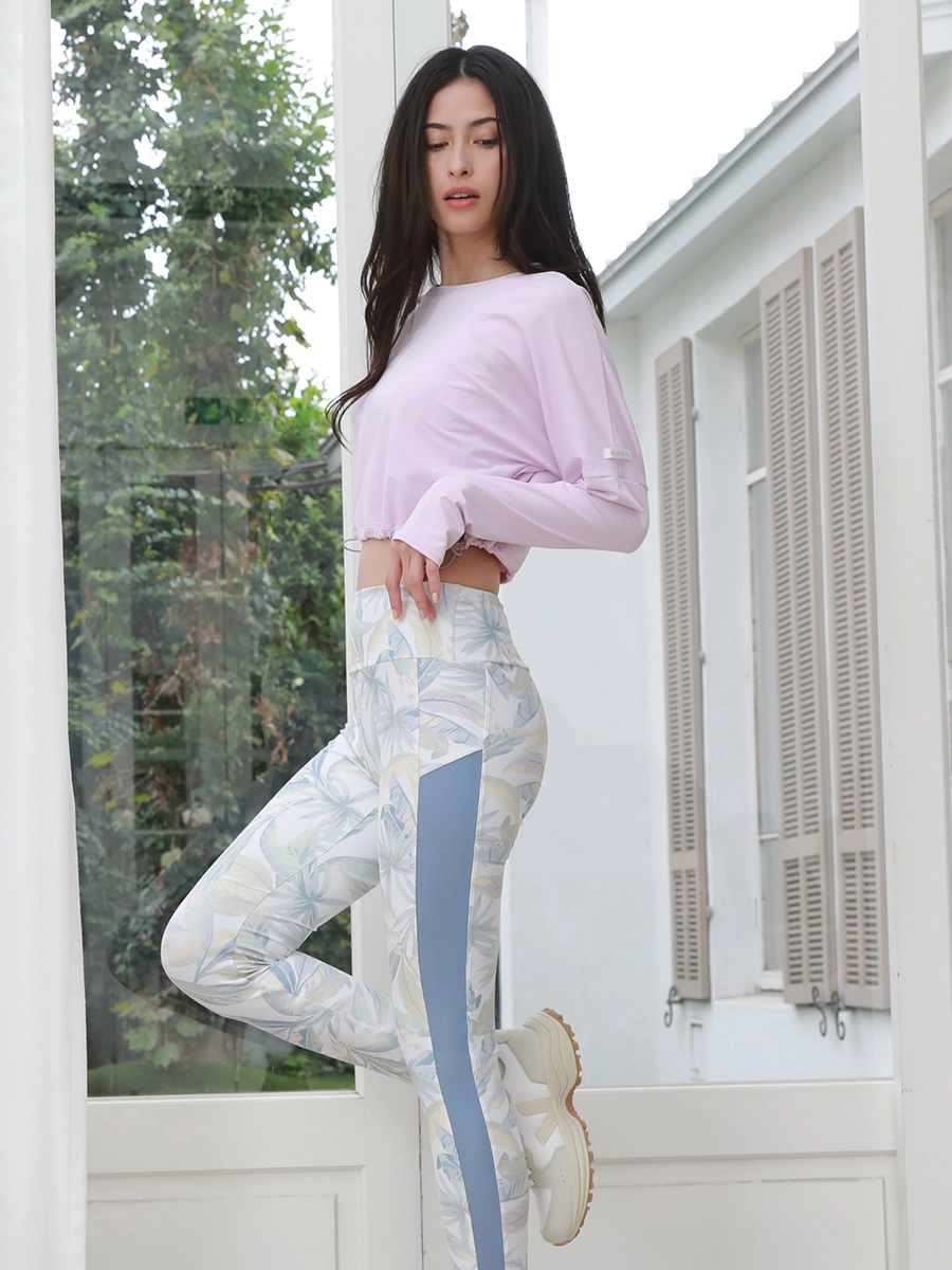 ECO BLUE】エコ素材ストレッチクロップド丈トップス(243045)｜MIULAN