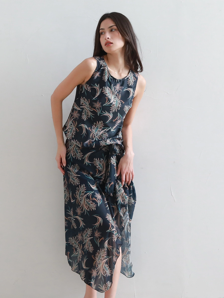 オリエンタルフラワー柄オールインワン水着(255005)｜MIULAN TOKYO公式通販