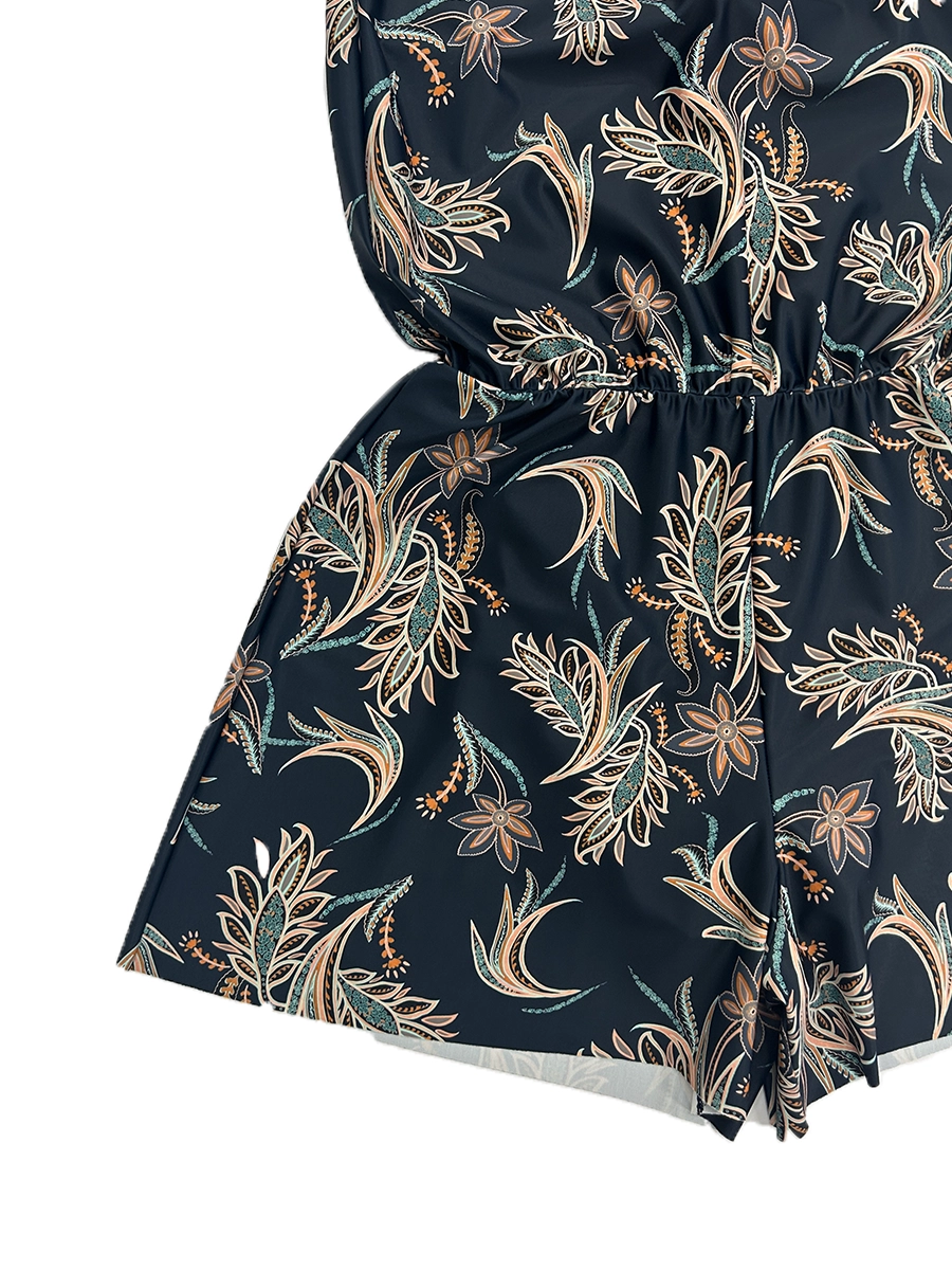 新作水着】オリエンタルフラワー柄オールインワン水着(255005)｜MIULAN