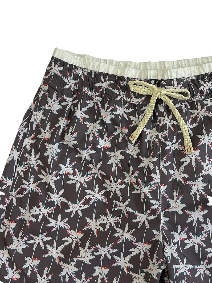 新作】ヤシ柄プリントレギュラー丈メンズサーフパンツ(256311)｜MIULAN