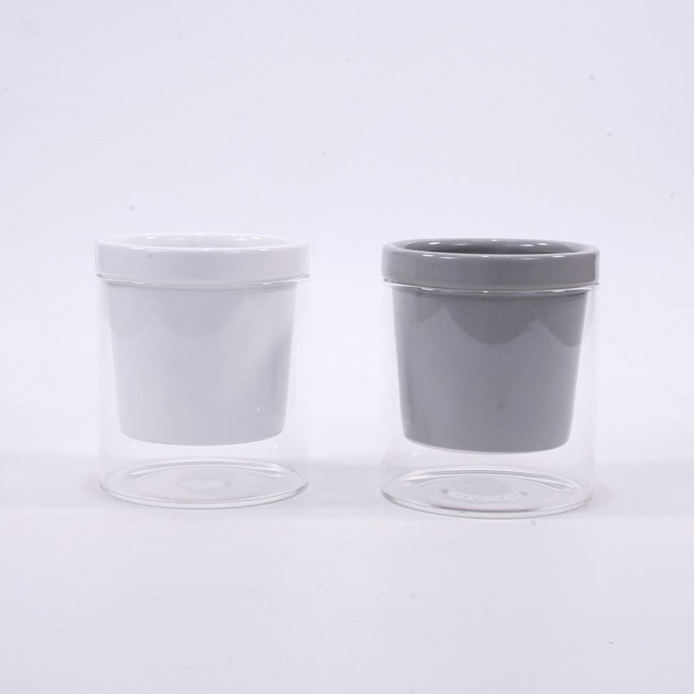 NEOルーツ100の鉢（陶器とガラスのセット）