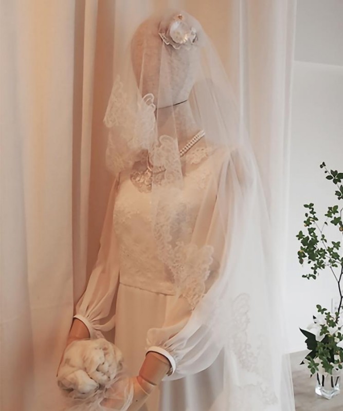 【RENTAL】leaver lace veil 280cm x 150cm WEDDING Reve de MIYACO