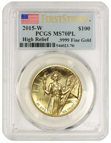 【最高鑑定】RCGS MS70　3枚 銀行振込5%オフ】 2015年 アメリカンリバティ ハイリリーフ金貨